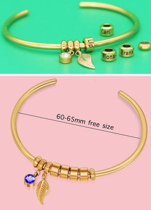 Diy Beaded Lettering Stainless Steel Bracelet - xlchoice.com