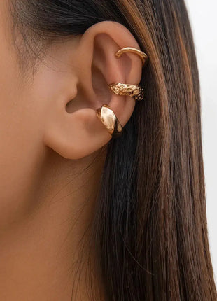 3Pcs/set Metal Chunky No Piercing Clip Earrings Geometric Ear Cuff Earrings for Women Ladies Party Girls Y2K Jewelry 2024 Trendy - xlchoice.com