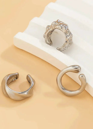 3Pcs/set Metal Chunky No Piercing Clip Earrings Geometric Ear Cuff Earrings for Women Ladies Party Girls Y2K Jewelry 2024 Trendy - xlchoice.com