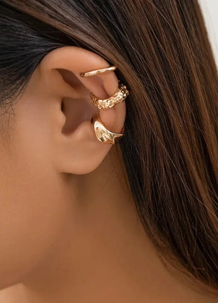 3Pcs/set Metal Chunky No Piercing Clip Earrings Geometric Ear Cuff Earrings for Women Ladies Party Girls Y2K Jewelry 2024 Trendy - xlchoice.com