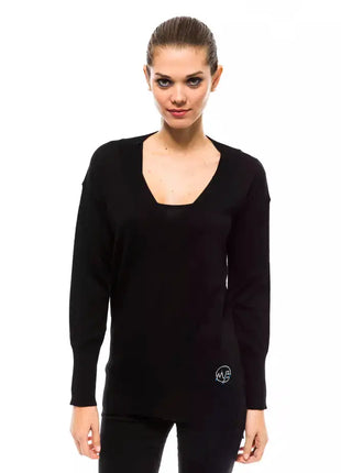 Montana Blu Black Wool Women Sweater - xlchoice.com