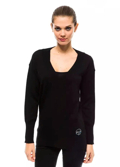 Montana Blu Black Wool Women Sweater - xlchoice.com