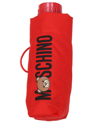 Moschino Red Polyester Umbrella With Logo Clip Closure - XLchoice