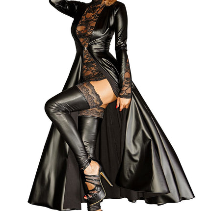 schwarzer langer Mantel F128C 5XL