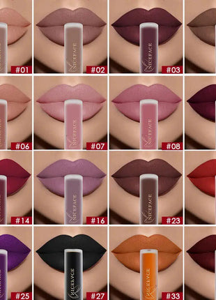 NICEFACE Matte Liquid Lipstick Waterproof Long Lasting Lip Gloss Tint Sexy Red Nude Purple Metallic Lipsticks Makeup Cosmetics - xlchoice.com