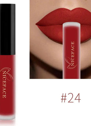 NICEFACE Matte Liquid Lipstick Waterproof Long Lasting Lip Gloss Tint Sexy Red Nude Purple Metallic Lipsticks Makeup Cosmetics - xlchoice.com