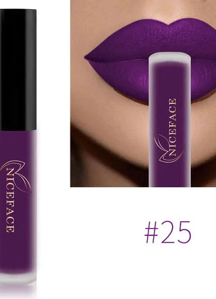 NICEFACE Matte Liquid Lipstick Waterproof Long Lasting Lip Gloss Tint Sexy Red Nude Purple Metallic Lipsticks Makeup Cosmetics - xlchoice.com