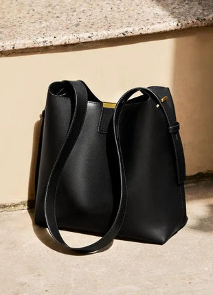 Minimalist Genuine Leather Bucket Shoulder Bag - xlchoice.com