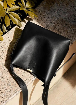 Minimalist Genuine Leather Bucket Shoulder Bag - xlchoice.com