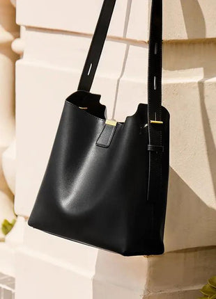 Minimalist Genuine Leather Bucket Shoulder Bag - xlchoice.com