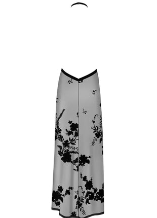 Noir Handmade F312 Long Sheer Mesh Dress — Open Back & Velvet Trim - xlchoice.com