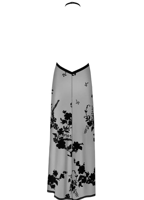 Noir Handmade F312 Long Sheer Mesh Dress — Open Back & Velvet Trim - xlchoice.com
