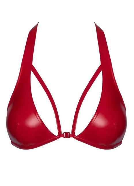 Noir Handmade F392 Red Wetlook Halter Bralette — Decorative Straps - xlchoice.com