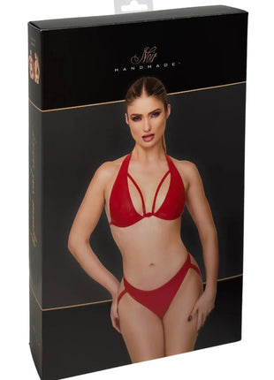 Noir Handmade F392 Red Wetlook Halter Bralette — Decorative Straps - xlchoice.com