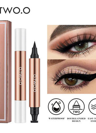 O.TWO.O Eyeliner Stamp Black Liquid Eyeliner Pen Waterproof Fast Dry Double-ended Eye Liner Pencil Make-up for Women Cosmetics - xlchoice.com