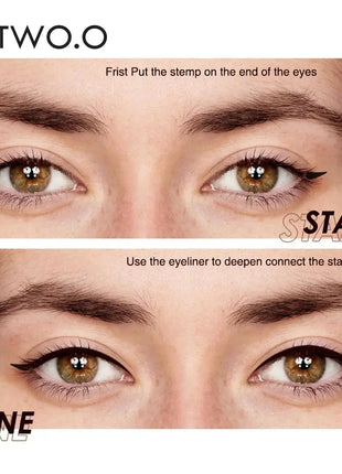 O.TWO.O Eyeliner Stamp Black Liquid Eyeliner Pen Waterproof Fast Dry Double-ended Eye Liner Pencil Make-up for Women Cosmetics - xlchoice.com