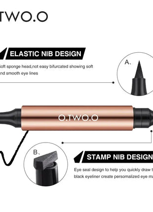 O.TWO.O Eyeliner Stamp Black Liquid Eyeliner Pen Waterproof Fast Dry Double-ended Eye Liner Pencil Make-up for Women Cosmetics - xlchoice.com