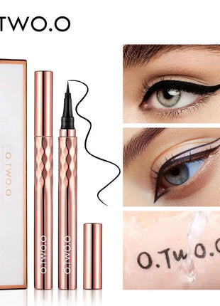 O.TWO.O Eyeliner Pencil Liquid Eye Liner Waterproof Smudge Proof Quick Drying 12 Hour Wear Ultra Fine Black Eyeliner for Arrows - xlchoice.com
