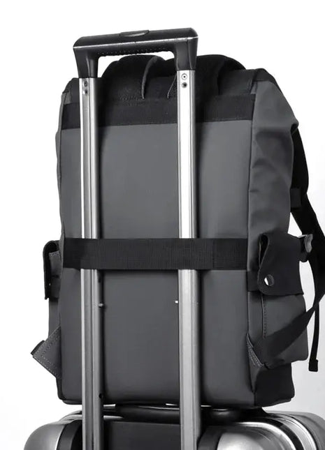 Waterproof PU Leather Laptop Backpack Computer Bag Grey - xlchoice.com