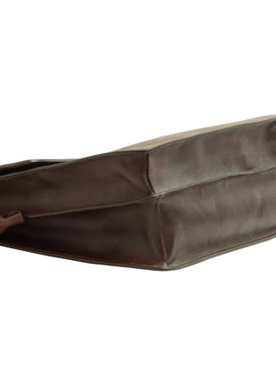 Læder laptop-attachémappe - mørkebrun - XLchoice