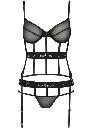 Passion Black Corset PA595627 — Mesh & Underwired Cups - xlchoice.com