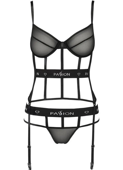 Passion Black Corset PA595627 — Mesh & Underwired Cups - xlchoice.com