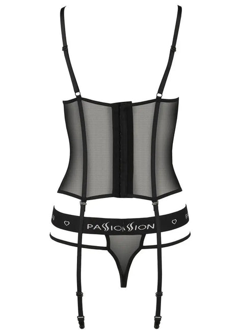 Passion Black Corset PA595627 — Mesh & Underwired Cups - xlchoice.com
