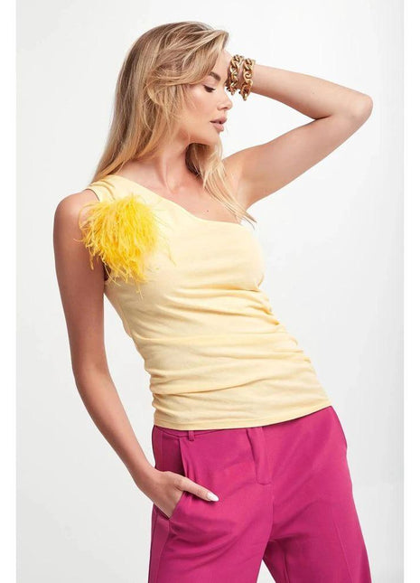Patrizia Pepe Yellow Cotton Tank Tops - XLchoice