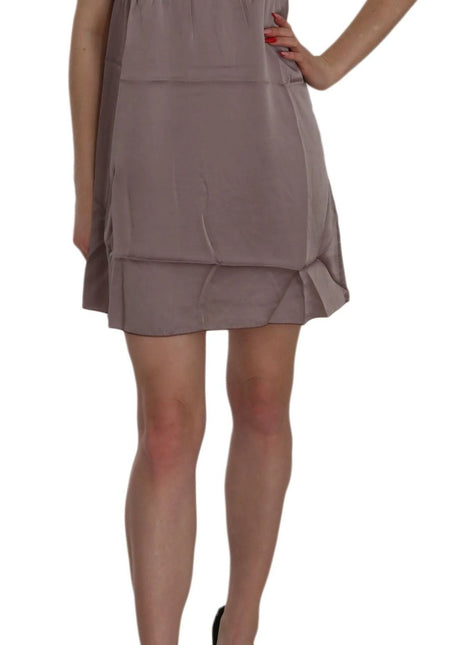 PINK MEMORIES Purple Spaghetti A-line Mini Silk Dress - XLchoice