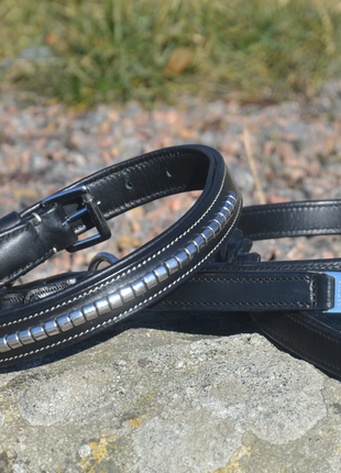 Premium dog collar in natural tanned leather and classic clincher - XLchoice