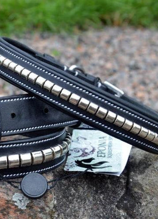 Premium dog collar in natural tanned leather and classic clincher - XLchoice