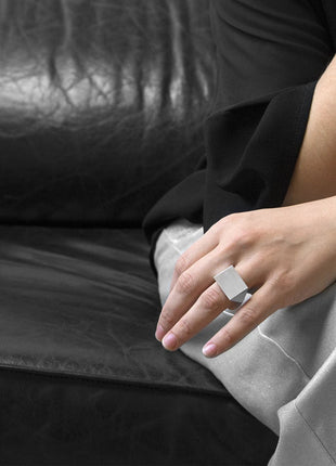 PYRAMID ALUMINUM RING | Sleek Geometric Adjustable Ring - XLchoice