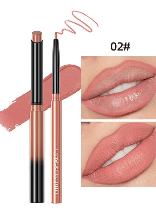 QIBEST 2pcs Lipstick Lipliner Pen Set Matte Nude Lip Liner Pencil Waterproof Long Lasting Lipstick Pen Contour Makeup For Women - xlchoice.com