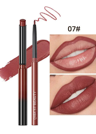 QIBEST 2pcs Lipstick Lipliner Pen Set Matte Nude Lip Liner Pencil Waterproof Long Lasting Lipstick Pen Contour Makeup For Women - xlchoice.com
