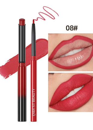 QIBEST 2pcs Lipstick Lipliner Pen Set Matte Nude Lip Liner Pencil Waterproof Long Lasting Lipstick Pen Contour Makeup For Women - xlchoice.com