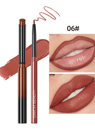 QIBEST 2pcs Lipstick Lipliner Pen Set Matte Nude Lip Liner Pencil Waterproof Long Lasting Lipstick Pen Contour Makeup For Women - xlchoice.com
