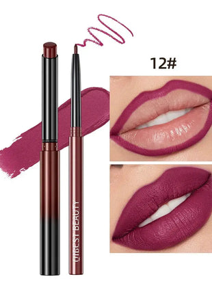 QIBEST 2pcs Lipstick Lipliner Pen Set Matte Nude Lip Liner Pencil Waterproof Long Lasting Lipstick Pen Contour Makeup For Women - xlchoice.com