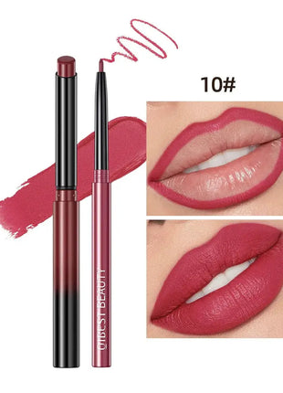 QIBEST 2pcs Lipstick Lipliner Pen Set Matte Nude Lip Liner Pencil Waterproof Long Lasting Lipstick Pen Contour Makeup For Women - xlchoice.com