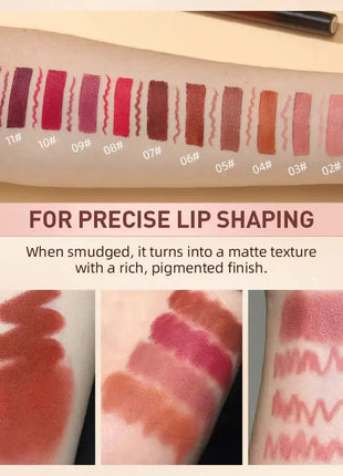 QIBEST 2pcs Lipstick Lipliner Pen Set Matte Velvet Lip Liner Pencil Contour Makeup Sexy Red Lip Stick Long Lasting Cosmetics - xlchoice.com
