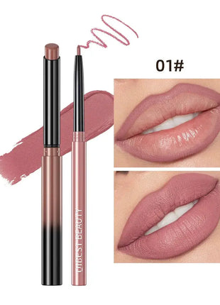 QIBEST 2pcs Lipstick Lipliner Pen Set Matte Velvet Lip Liner Pencil Contour Makeup Sexy Red Lip Stick Long Lasting Cosmetics - xlchoice.com