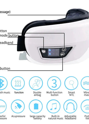 6D Smart Eye Massager Vibration Airbag Compress Eye Care Instrument Bluetooth Music Eye Massage Glasses Eye Relax Fatigue - xlchoice.com