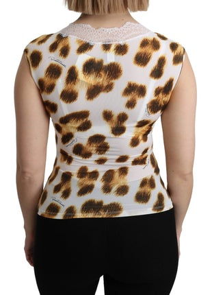 Roberto Cavalli White Brown Camisole Underwear Blouse - XLchoice