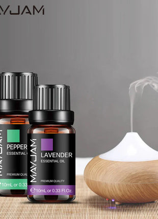MAYJAM 10ML Lavender Lemongrass Jasmine Vanilla Eucalyptus Rose Lemon Essential Oil For Humidifier Diffuser Candle Making