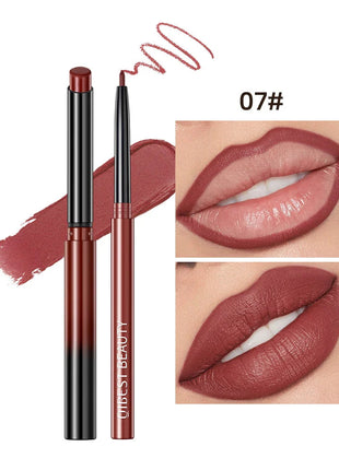 QIBEST 2pcs Lipstick Lipliner Pen Set Matte Nude Lip Liner Pencil Waterproof Long Lasting Lipstick Pen Contour Makeup For Women