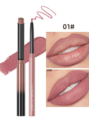 QIBEST 2pcs Lipstick Lipliner Pen Set Matte Nude Lip Liner Pencil Waterproof Long Lasting Lipstick Pen Contour Makeup For Women