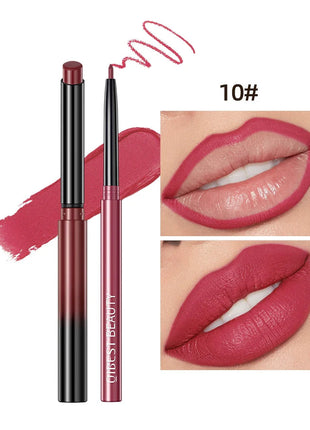 QIBEST 2pcs Lipstick Lipliner Pen Set Matte Nude Lip Liner Pencil Waterproof Long Lasting Lipstick Pen Contour Makeup For Women