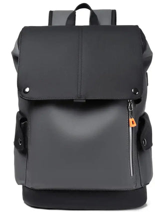 Waterproof PU Leather Laptop Backpack Computer Bag Grey