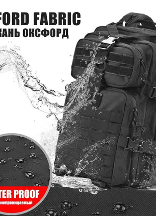 45L Tactical Assault Backpack – Waterproof Outdoor Rucksack Black