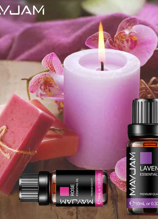 MAYJAM 10ML Lavender Lemongrass Jasmine Vanilla Eucalyptus Rose Lemon Essential Oil For Humidifier Diffuser Candle Making