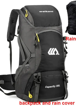 50L Waterproof Travel Backpack Rucksack Black